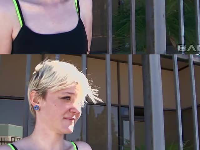 Short-haired Krys Foxy having her face creamed after wild banging