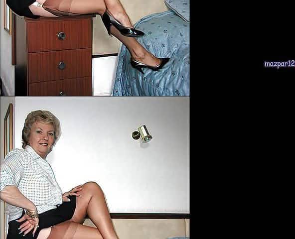 Mature nylon legs