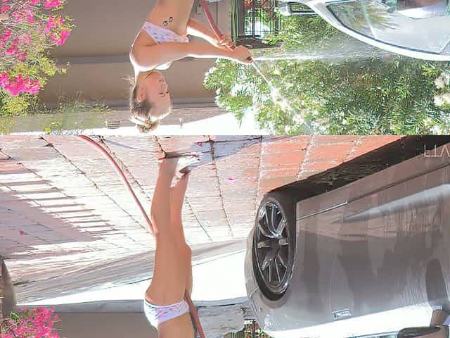 Gorgeous FTV girl is washing a car naked