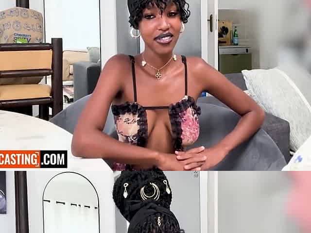 Amateur Ebony Teen 18+ Tight Pussy Stretched By Big White Cock In Casting