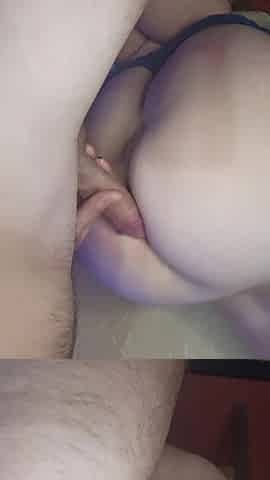Fucked MILF in pussy doggy style on the chair