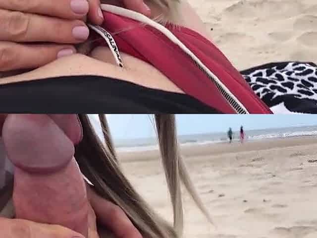 mother I'd like to fuck jerks off a stranger on a public beach