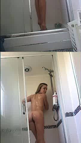 Orgasm of blonde Teen with big boobs