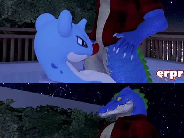Erpleasure in VR Chat: Cajun Feral Gator Breeds a Thick Anthro Lapra