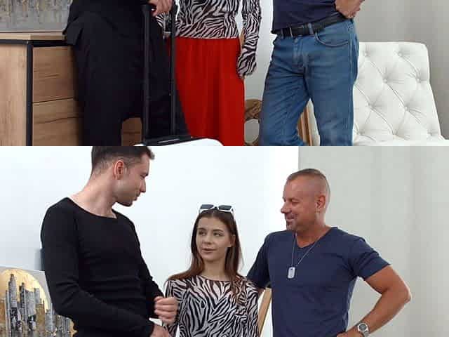 Skinny tourist accepts help and DP in threesome