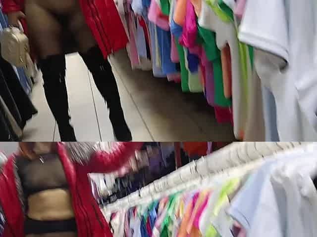 exhibitionist wife transparent shopping outfit