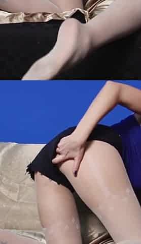 Brunette MILF Alia Janine in white pantyhose