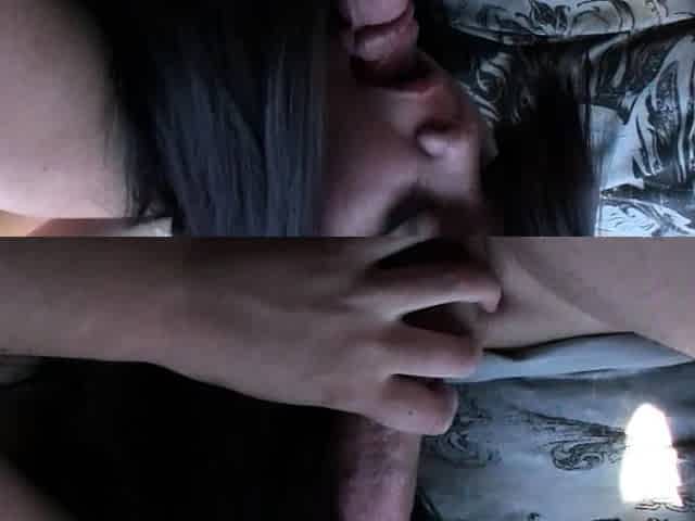 Amateur busty brunette masturbates and does hand job