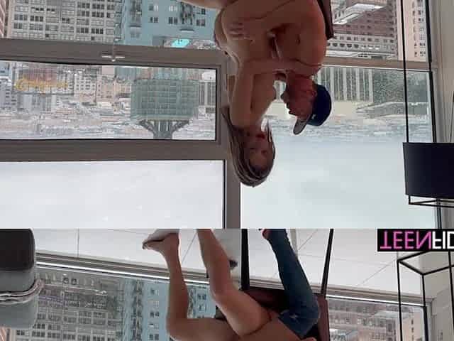 Short youthful thick hot blond with awesome booty wraps cunt around a large dong