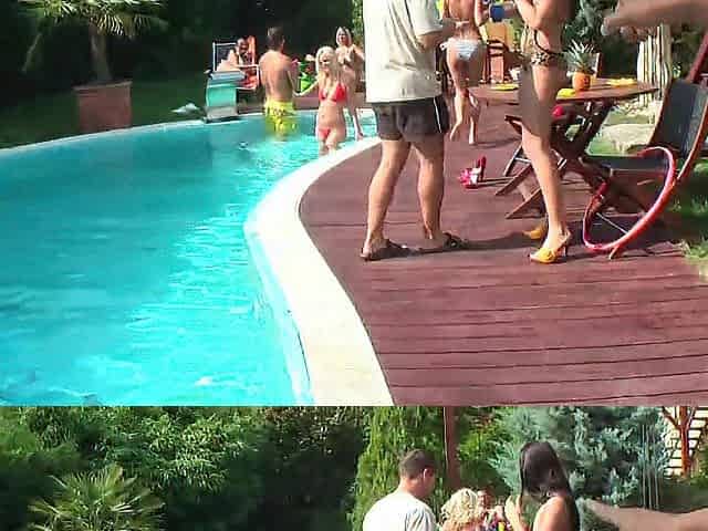 Group of boyz attends pool party with sexy beauties and gets bare