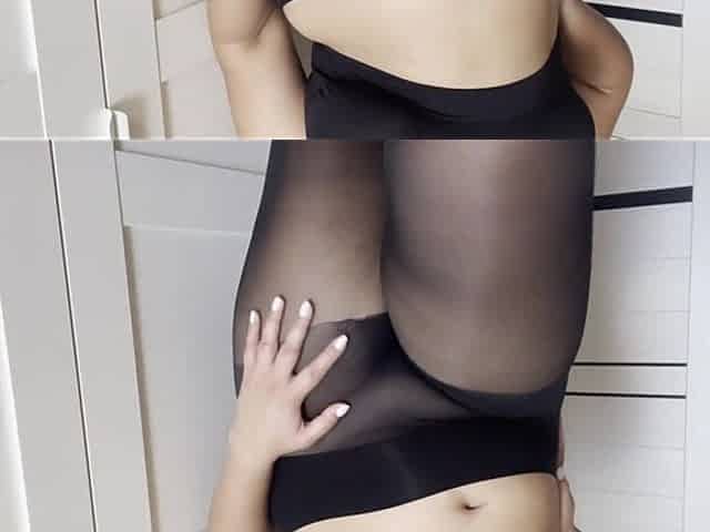 Step Stepsister Without Panties in Transparent Pantyhose