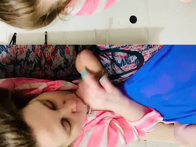 Cum whore gives tugjob for her every day dose of cum ???