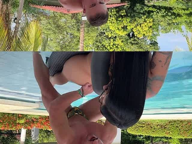 Muscular Italian Accompanies Me and Fucks Me in the Pool While His Friend Masturbates Watching Us