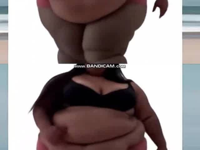 Very CHUNKY Large-titted Ebony Woman exercises on beach (Solo, AI-Generated, VB12A)