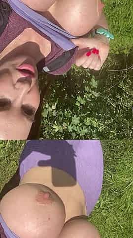 Spreading My Hairy Pussy Outside in the Sun