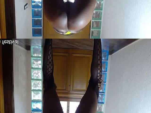 Slim black whore shaking her large jello butt