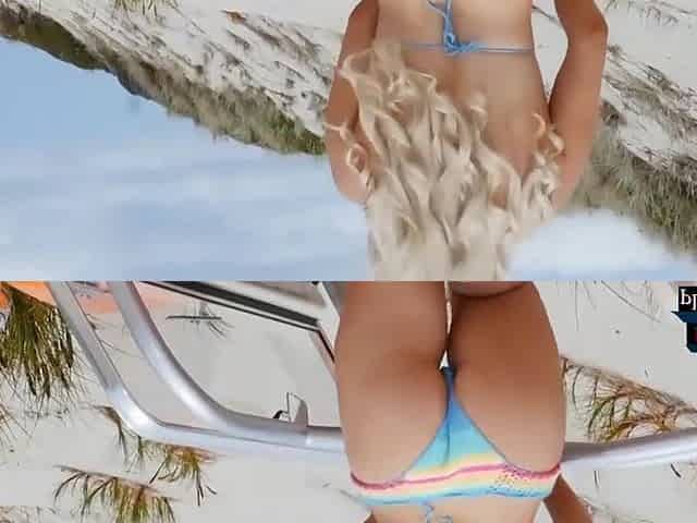 Incredible Blonde Playmate Showing Off At The Beach