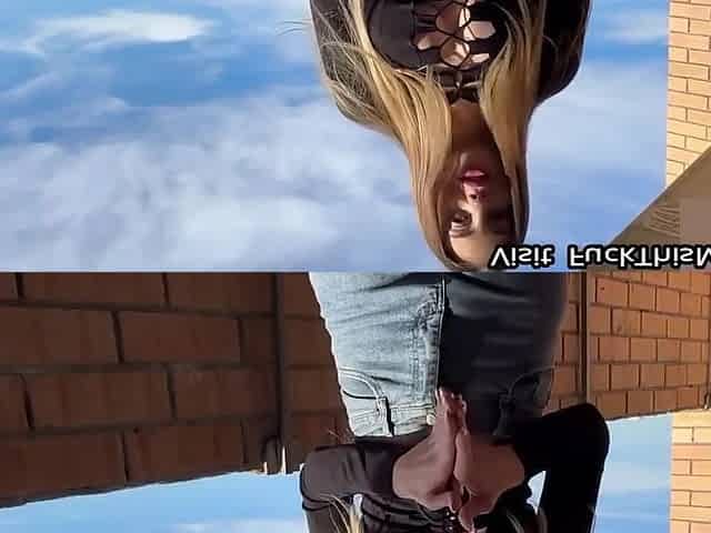 Stepsister Smokes On The Balcony, Takes Off Her Jeans And Lets Her Pussy Get Fucked