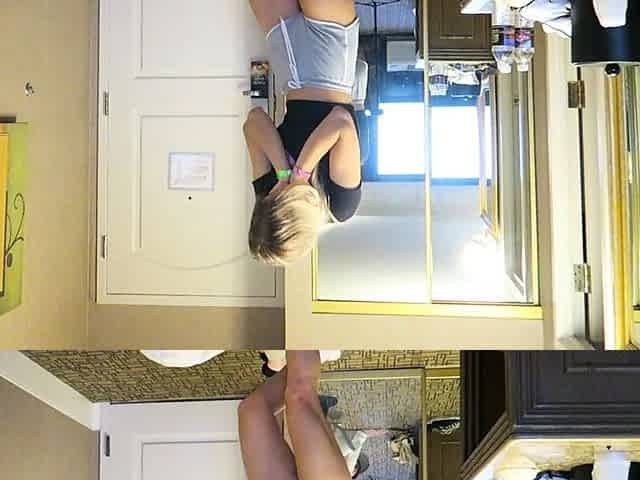 Blonde teen babe in sexy lingerie undressing