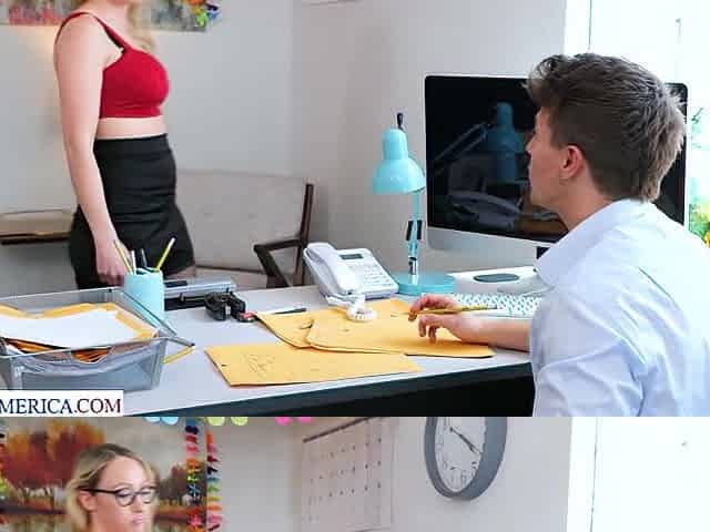 Blonde co-worker Crystal Clark fucks her way to the top