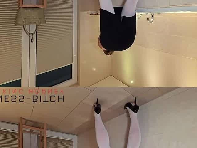 secretary in high heels, white nylon and pencil petticoat screwed gloryhole by the boss in the hotel baths