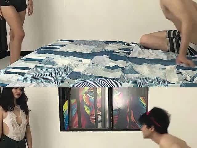 My Stepsister Walks Into the Room and Finds Me Masturbating