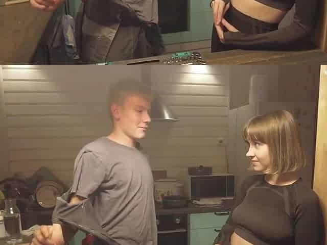 Petite blonde shares intense amateur sex with massive monster cock lover