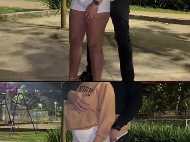 A prostitute giving it up in the street to a stranger with a massive wang.