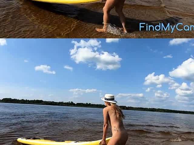 Big-Ass Blonde's Naked Walk on a Paddleboard