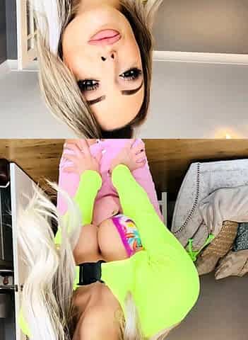 Blonde mature with big boobs masturbates in bed