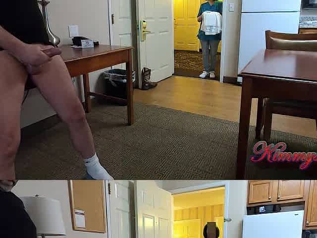 ROD FLASHING ADVENTURE pt1 OPEN DOOR HOTEL MAID WATCHES ME WANK MY LUBED WEENIE