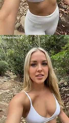 AI blodne woman drilled in the forest