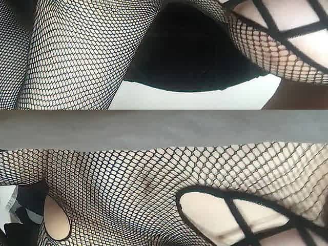 Giant breasts, fishnet outfit cumming watching porn