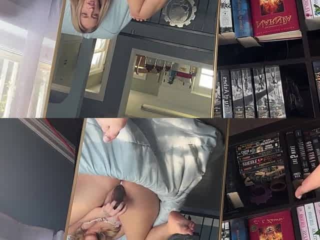 Concupiscent nerd watches her vagina get creamy playing with a BBC