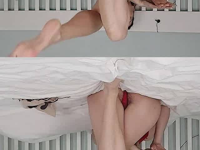 smeared her feet with cream, feet close-up, feet fetish