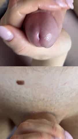 Oil Handjob and Cum After Footjob. Cum on Nylon Stockings