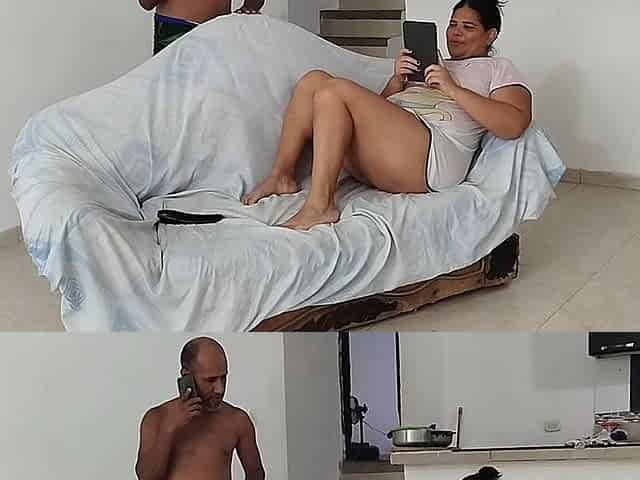 Dirty Old Stepfather-in-law Fucks His Stepson's Wife and Ends up All Over Her Face.