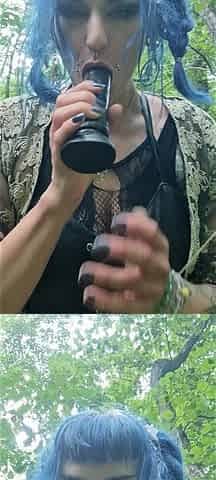 Goblingirly Rides Dildo in Forest