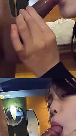 Asian babe loves sucking cock and swallowing cum