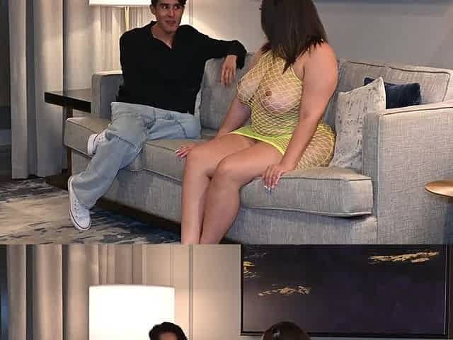 Date turned into wild fuck with BBW Brunette MILF in fishnet dress