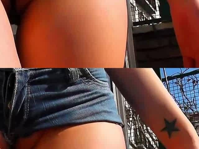 Redhead Latina Denim Shorts Cameltoe and Pussy Fingering
