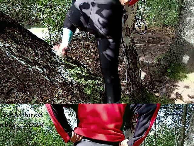 I'm pissing in the woods during a bike ride