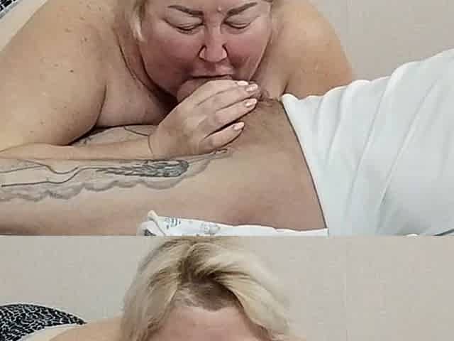 Mother-in-law's Morning Started with Blowjob and Cum Swallowing