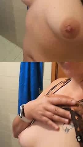 She is pissing standing to the toilet