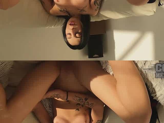 Gorgeous New Tattooed New Girl Dora First Time On The Couch Fingering Herself To Real Orgasm