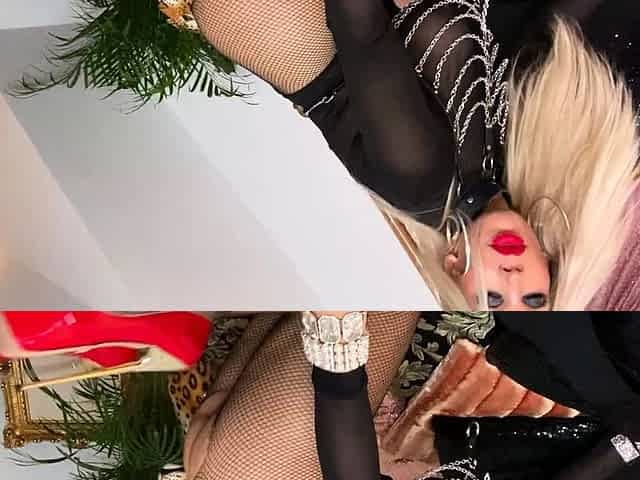 Blonde Mom with big boobs toying and cumming