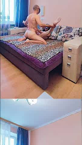 Amateur home movie scene with a nice-looking model