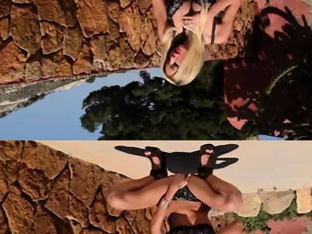 Shemale Plays with Her New Post Op Tranny Pussy in Public