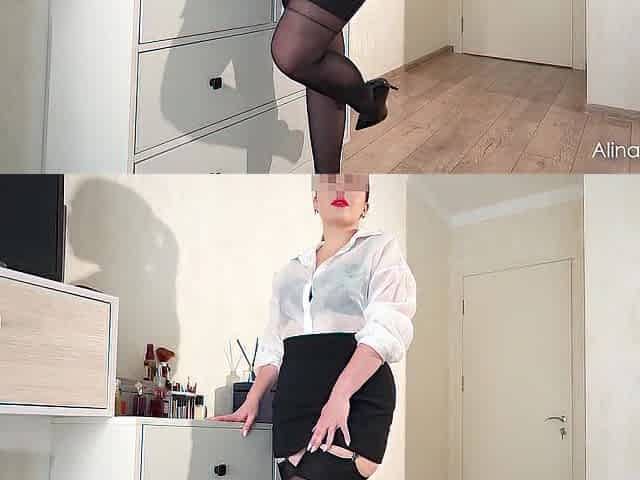 Breasty Lady Boss Screws In Nylons High Heels