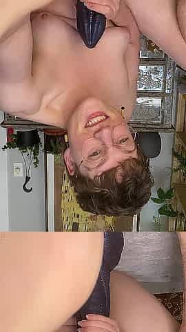 Riding large corpulent dildos in chastity!